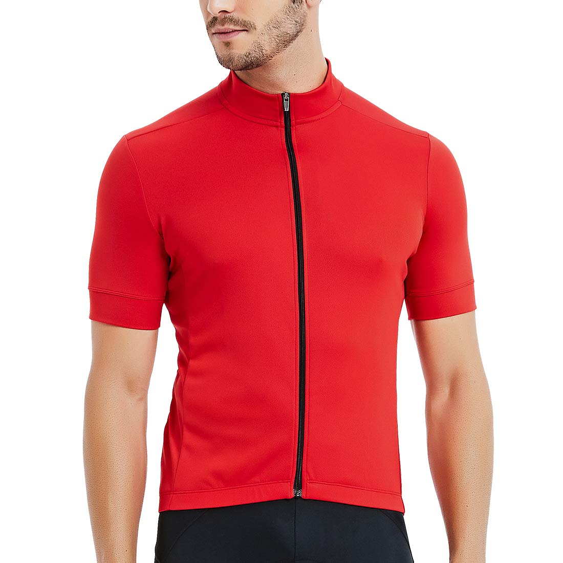 Catena Men's Red(S) Cycling Jersey Short Sleeve Sports Bike Full-Zip Breathable Quick Dry Top Cycle Biking Outdoor Mtb Shirt