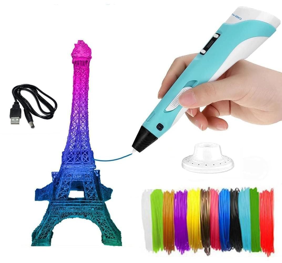 PiedPiper 3D Pen with LCD Display with【3 Filaments 3 Metres Each】【USB】【Pack of 1】
