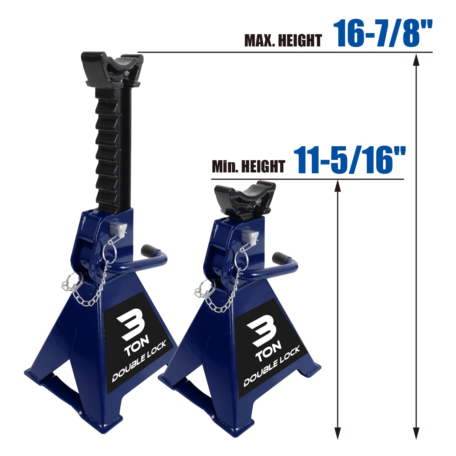 TCE AT43005AU Torin Steel Heavy Duty Jack Stands: Double Locking Pins, 3 Ton (6,000 lb) Capacity, Blue, 1 Pair (2 Pack)