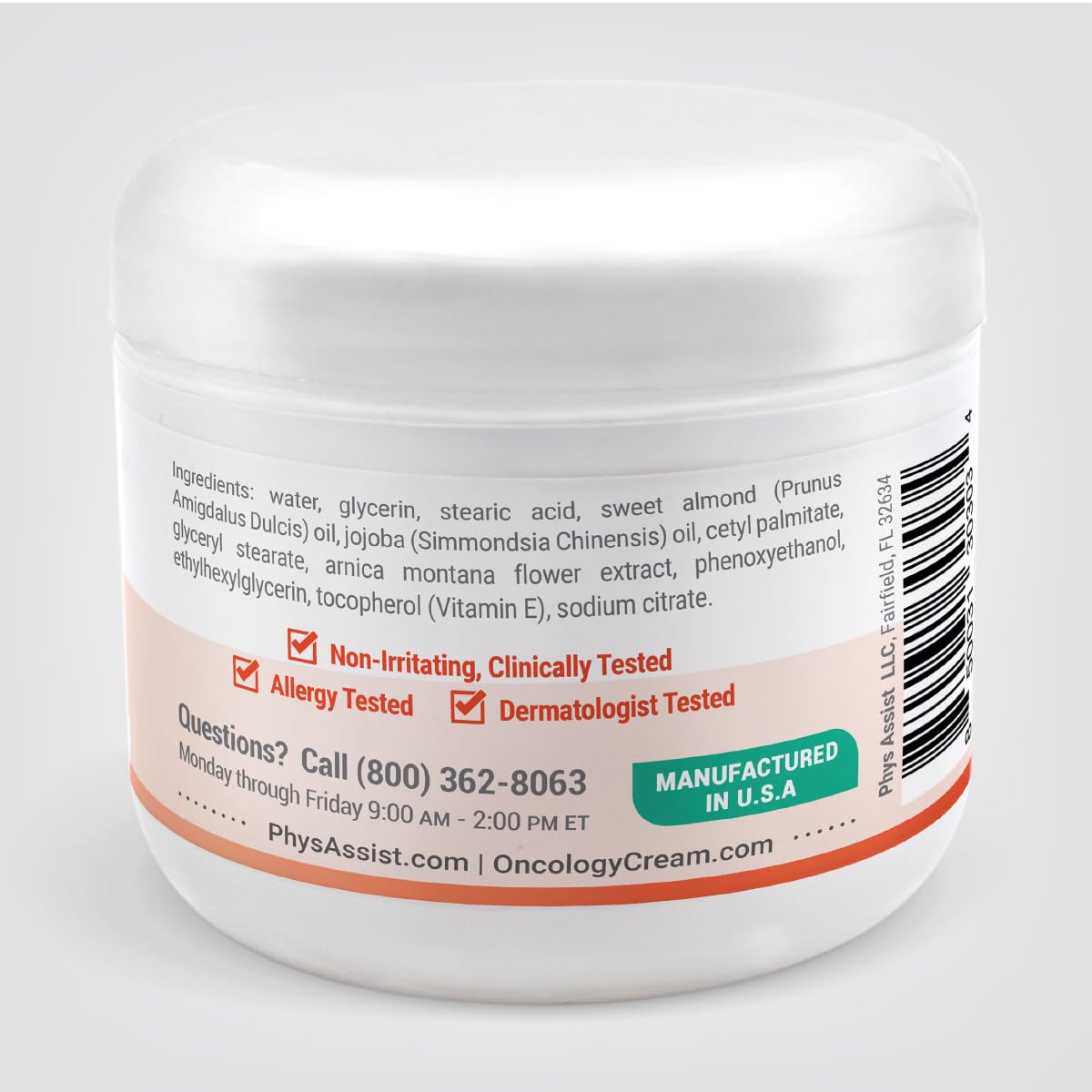 PhysAssist Oncology Recovery Cream - Crema hidratante para la piel, parched, Itchy, Sensitive Skin. Frasco de 4 onzas sin perfume, no irritante, clínicamente probado, dermatólogo, probado por