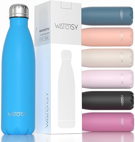 Miniatura 14 de WATERSY Botellas de agua de acero inoxidable, botellas de agua aisladas de 17 onzas / 16.9 fl oz, botella de agua de metal cobalto mantiene la