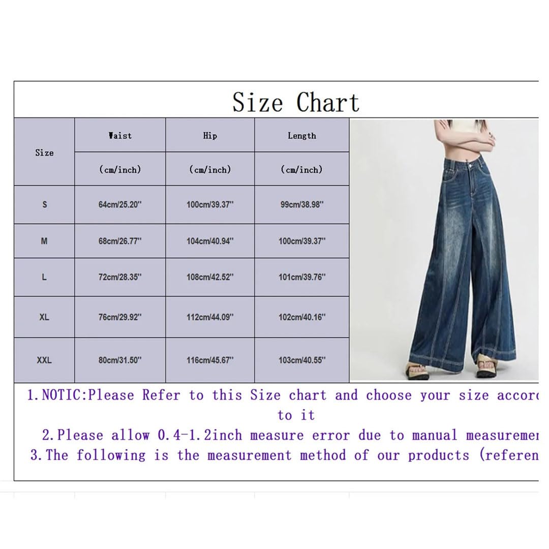 Pantalones de mezclilla acampanados retro de gran tamaño para mujer, cintura alta, pantalones palazzo