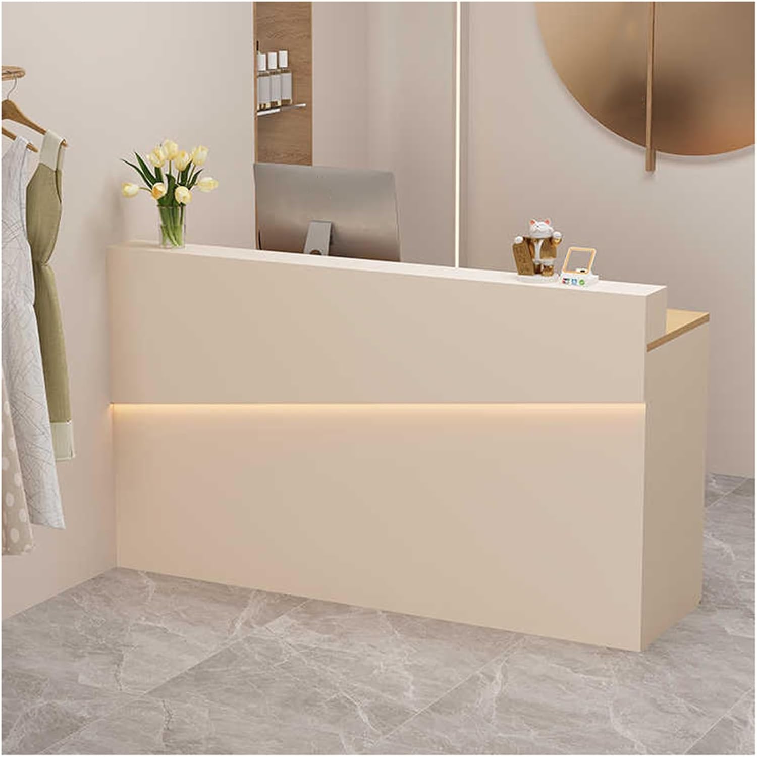 Reception Desk,Modern Reception Desk,Reception Desk with Lockable Drawers,Retail Counter Checkout,Front Office Desk,for Beauty Salon,Reception Room，Small Reception D