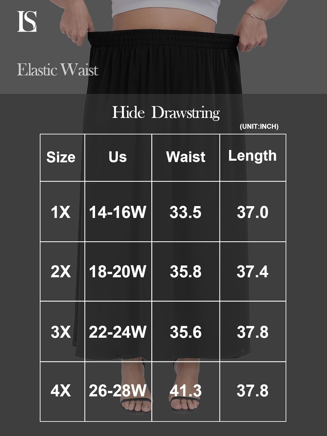 Lastshe Plus Size Maxi Skirts for Women Casual Elastic High Waist Inside Drawstring Flowy A-line Long Skirt with Pockets - Image 7