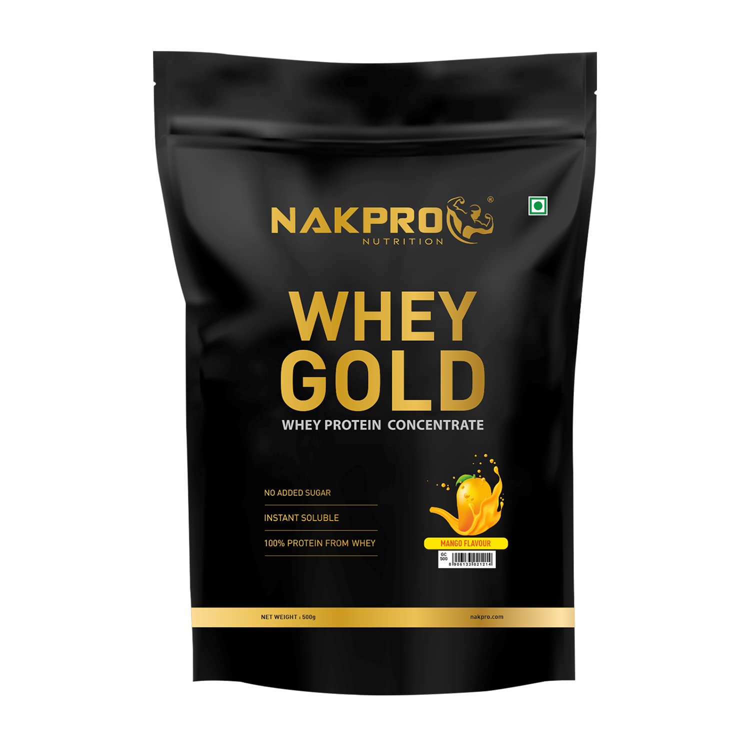 Gold Whey Protein Concentrate | 25.46g Protein, 5.57g BCAA | Muscle Gain, Strength, Muscle Recovery, Fast Absorbing Protein Supplement Powder (1 Kg, Mango)