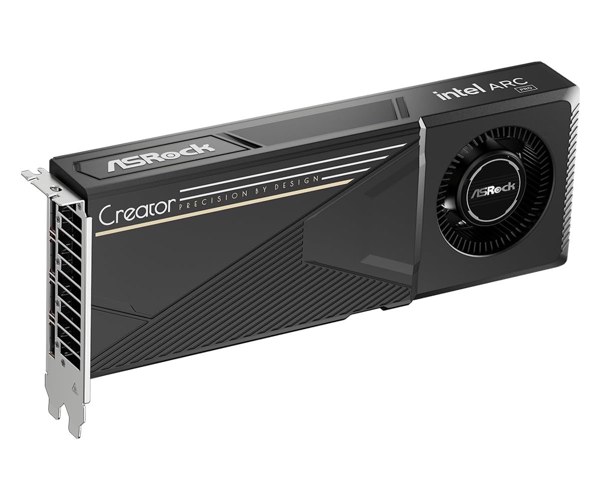ASRock Intel ARC Pro B60 Creator - Tarjeta gráfica de 24 GB, Arquitectura Intel Xe2-HPG, 24 GB GDDR6, PCIe 5.0, 4 Puertos DisplayPort 2.1, diseño de Ventilador, refrigeración silenciosa de 0 dB