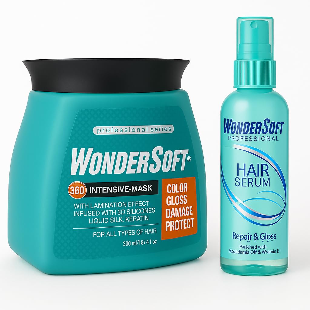 WonderSoft Professional Hair Care Set, 360 Intensive Mask with Lamination Effect 300ml, Hair Serum 100ml with Macadamia Oil, Color Gloss Damage Protect Combo Set 400ml-image-48
