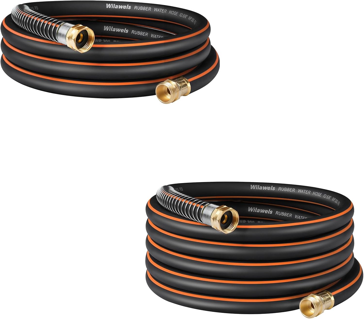 Rubber Garden Hoses 15FT & 30FT Bundle, Heav Duty Garden Water Hose, 300 PSI Working, 1000 PSI Burst, Swivel Handle with Stainless Steel Ring, 5-Layer Braided, BG15GH06-BG30GH06