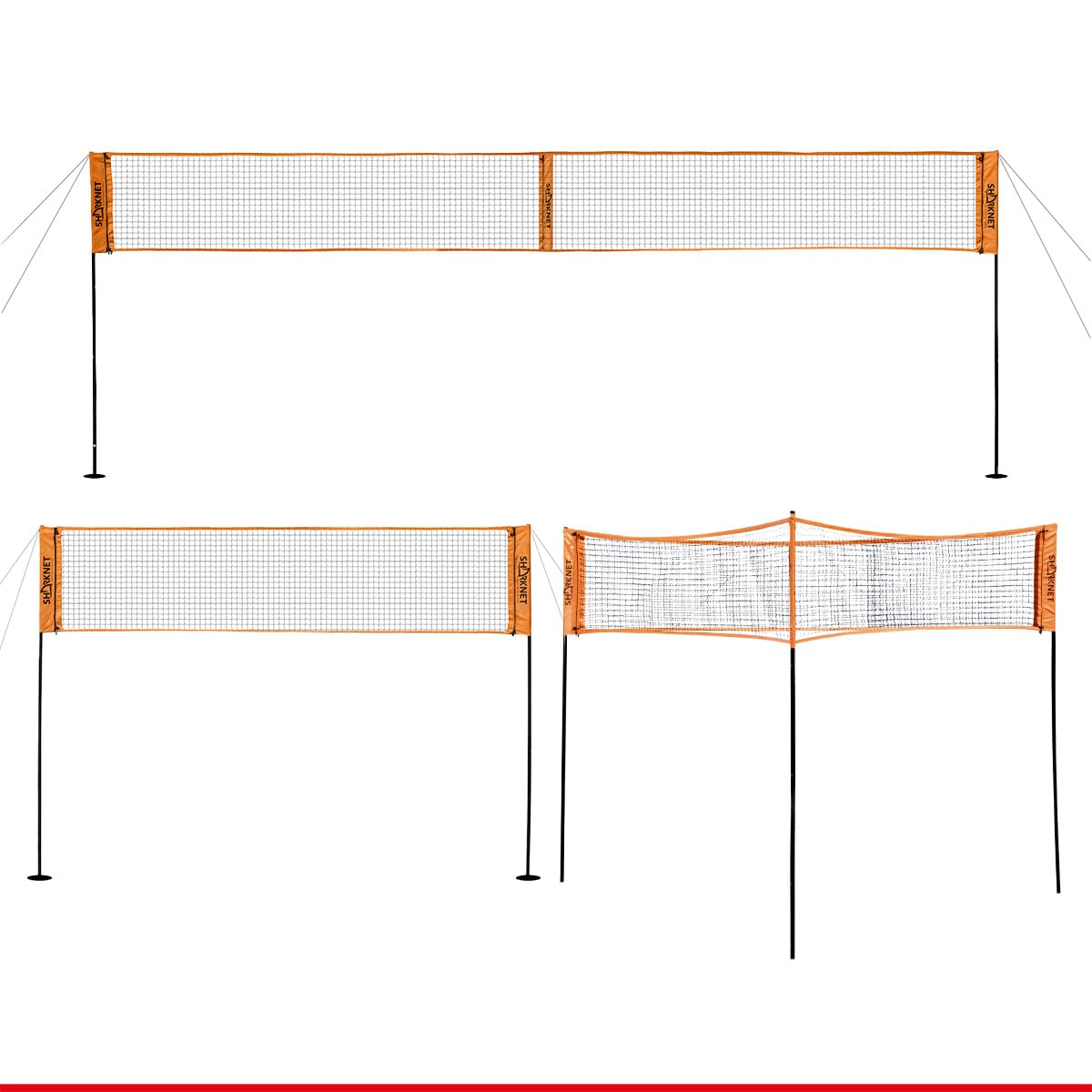 HAMMER 2 in 1 volleyballnetz SHARKNET - dreieckiges Volleyball Netz Set, höhenverstellbares Beachvolleyball Netz