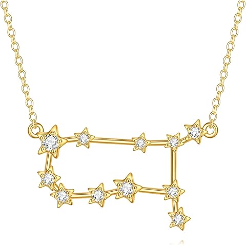 KECHO 14K Real Gold Zodiac Necklace Constellation Pendant 14K Solid Gold Jewelry Gifts for Women