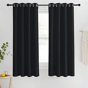 NICETOWN Blackout Black Curtain for Bedroom - Blackout Thermal Insulated Window Treatment Solid Grommet Room Darkening Soundproof for Bedroom/Boys Room (1 Panel, W46 x L63)