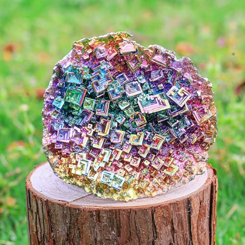 Image of Bismuth Crystal Geode Cluster - 2.35 Inch, 90-110g (3.2-3.9 oz) Iridescent Rainbow Metal Art Specimen - Healing Stone, Desk Decor, Educational & Gift Display