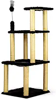 Arranhador Torre pata Gatos 4 andares Com Cama de Cestinha e Brinquedo (Preto)