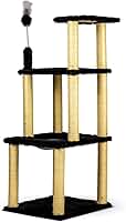Arranhador Torre pata Gatos 4 andares Com Cama de Cestinha e Brinquedo (Preto)