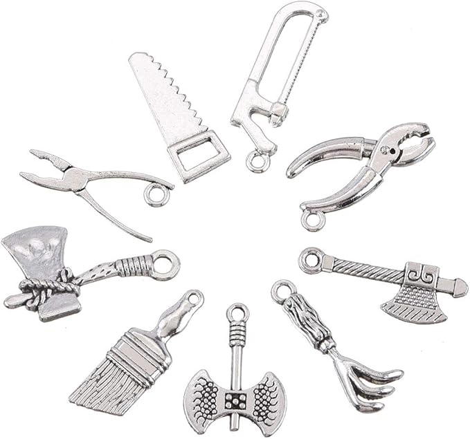27pcs Tool Charm Collection Tibetan Silver Tone Hammer