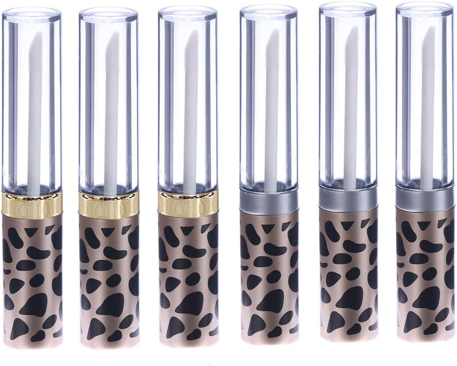 MEABEN 10 Pcs 5ML Mini Leopard Empty Lip Gloss Tube Vials Refillable Lip Balm Bottles Lip Stick Glaze Tubes Lipstick Sample Container DIY Cosmetic Tool, Random Color