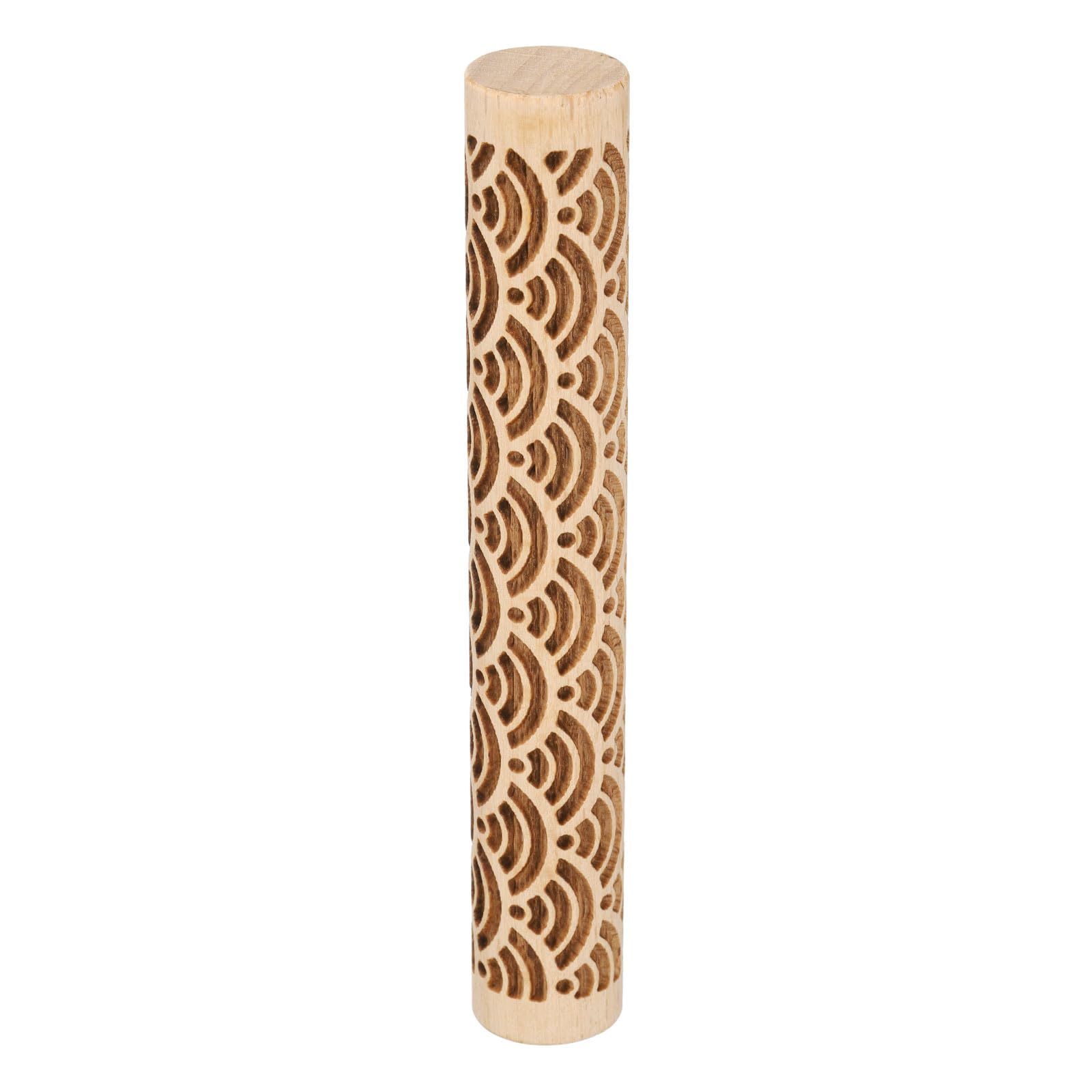sourcing map Wood Clay Roller 4" Water Wave Pattern Rolling Pins