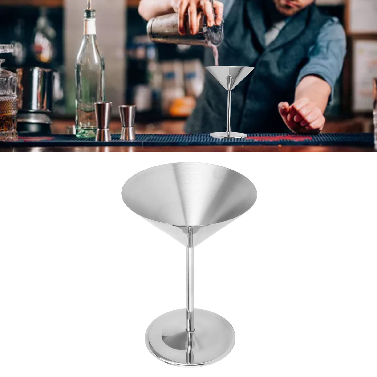 Kieliszki do Martini, Stal Nierdzewna Szklane Martini Metalowe Kieliszki Koktajlowe Nietłukący Kielich do Home Baru, Srebrny