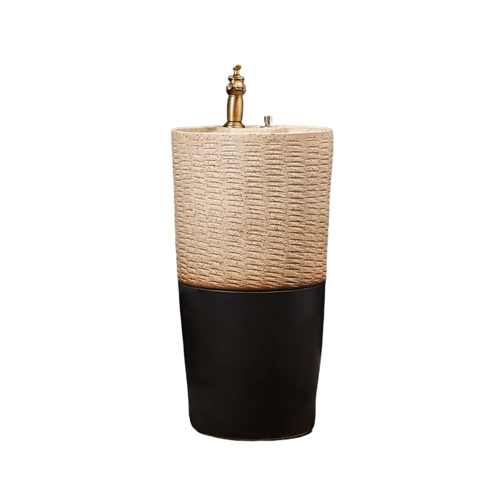 Lavello a colonna in ceramica autoportante con rubinetto e kit di scarico, elegante lavabo da bagno per la casa, design salvaspazio, facile installazione, stile moderno