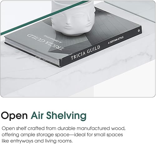 Miniatura 7 de ivinta Mesa de entrada de vidrio con almacenamiento, mesa consola moderna de 39.4 pulgadas para sala de estar, vestíbulo, pasillo, dormitorio 5101