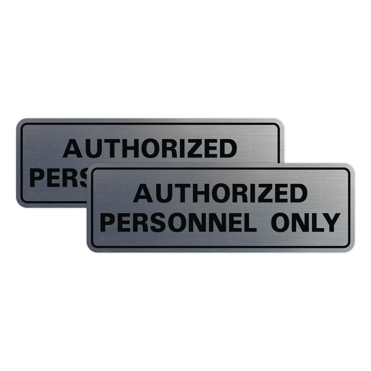 Standard AUTHORIZED PERSONNEL ONLY Wall or Door Sign - Secure Access Control - Easy Installation - Silver - Small (2 Pack)