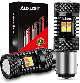 AUXLIGHT 1157 2057 2357 7528 BAY15D P21/5W Switchback LED Bulbs 16SMD Chipsets Parking Lights/Daytime Running Lights/DRL and Turn Signal Lights with Projector replacement, White/Amber (Pack of 2) - coolthings.us