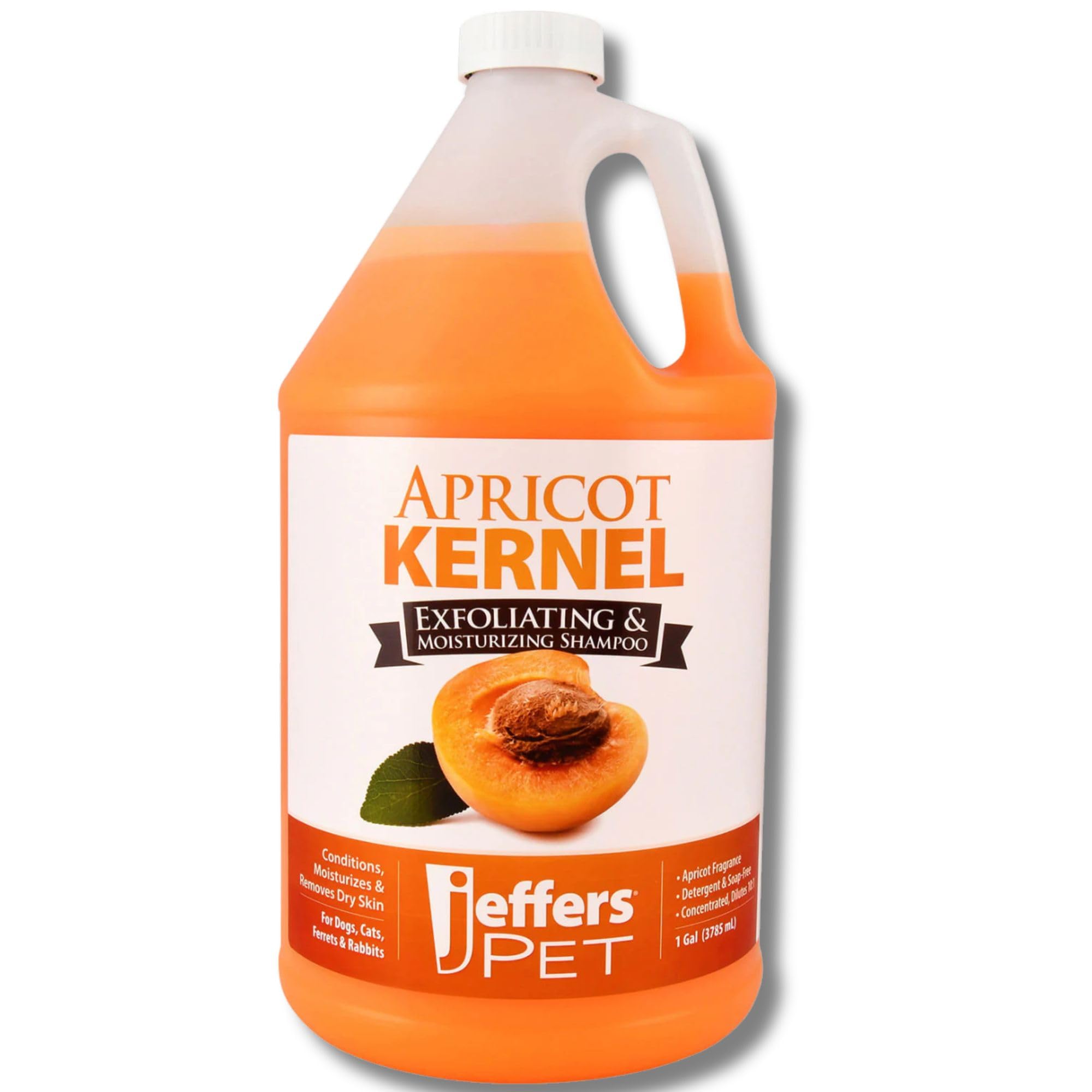 Jeffers Pet Apricot Kernel Exfoliating & Moisturizing Shampoo for Dogs & Cats, 128 oz - Concentrated Coconut Based Formula, Soap Free, Gentle Coat