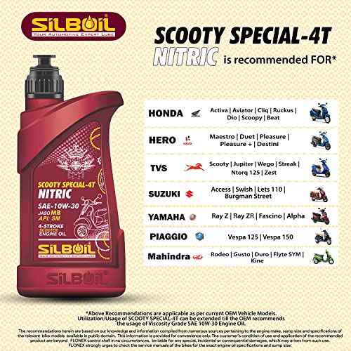 Image of SCOOTY SPECIAL 4T- NITRIC 10W-30 (API: SM) (JASO: MB) High Performance Synthetic Blend Engine Oil (800 ml, Pack of 1)