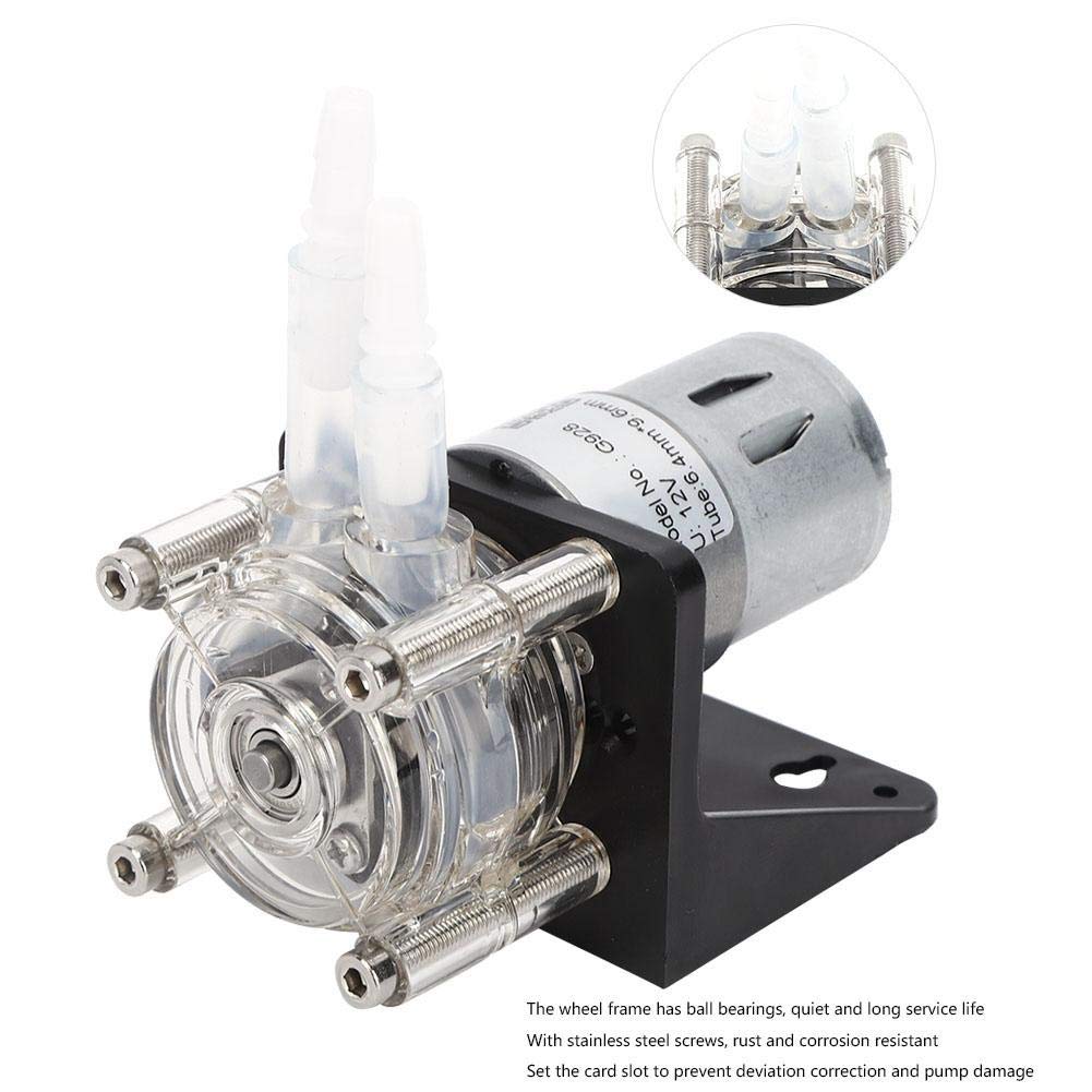 Schlauchpumpe, 500 ml/min Großem Durchfluss Schlauchpumpe aus Edelstahl 304 mit transparentem PC-Kopf(12V)