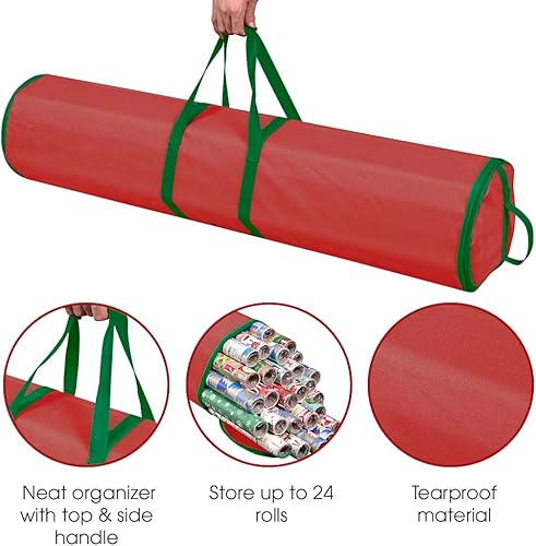 Miniatura 8 de ProPik Bolsa de almacenamiento de papel de regalo  Organizador de papel de regalo  Paquete de 2 almacenar hasta 48 rollos de 40 pulgadas de largo