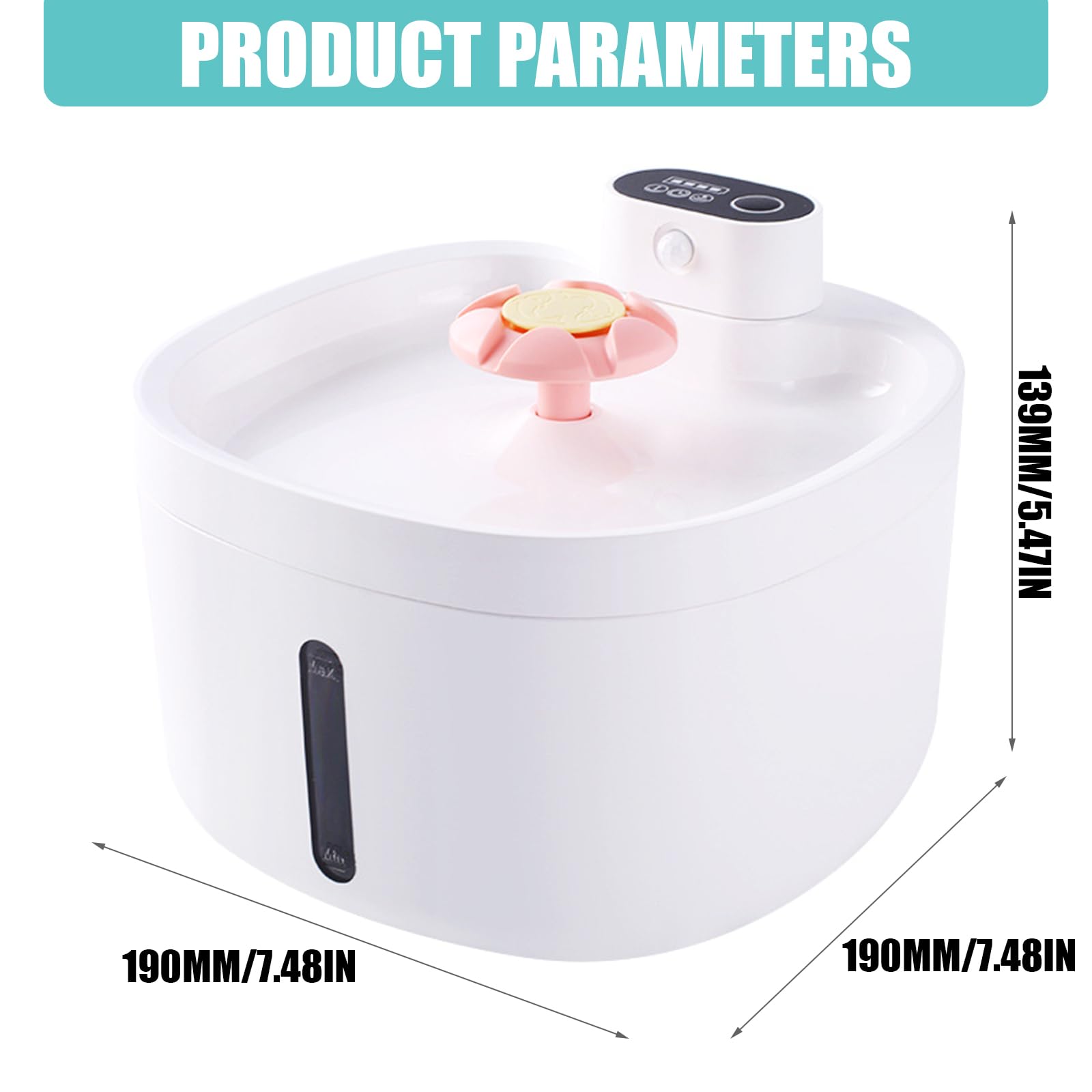 Fuente de agua para mascotas para gatos de interior, dispensador de agua de detección con juego de cartuchos, tubo y cuenco compacto de ABS para el hogar, fuente automática para mascotas, dispensador