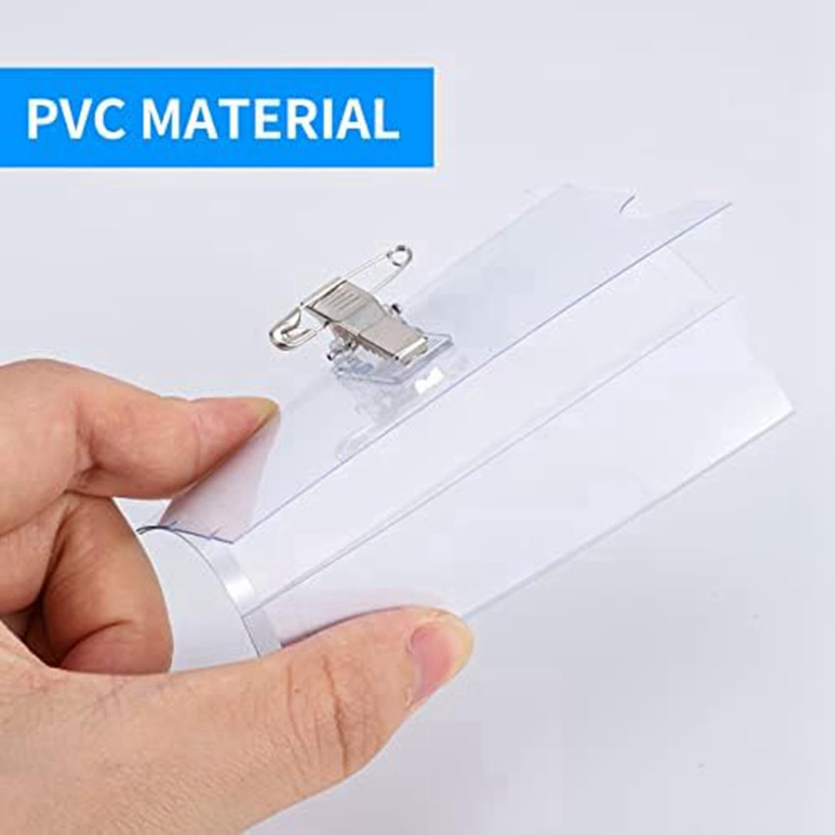 200 porta badge orizzontali a clip con inserti per tessere, 90 x 55 mm