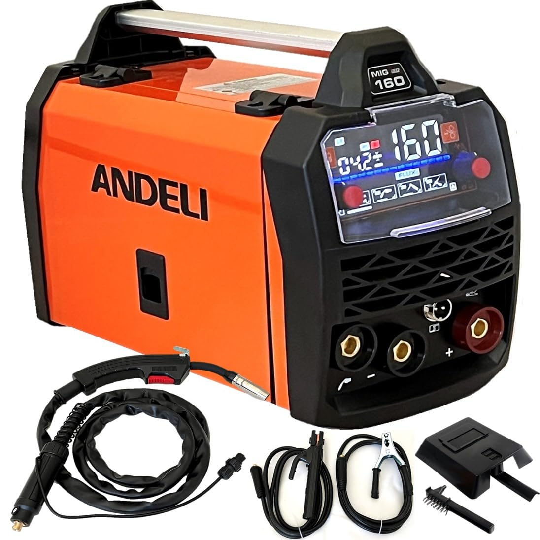 ANDELI DC Inverter MIG Welder 160amp 2T/4T Gasless Lift-TIG Stick Welding Machine Large LED Display