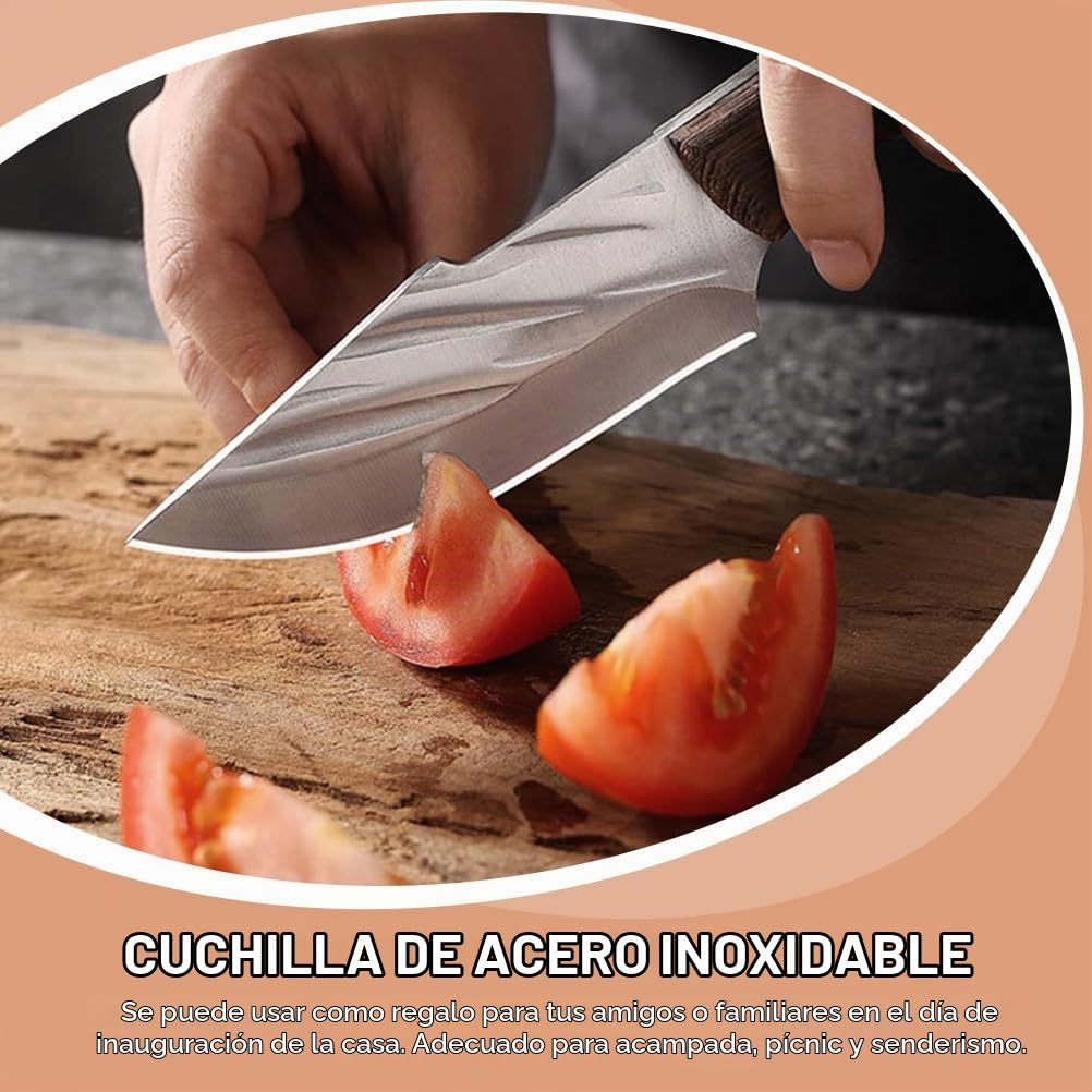 UPKOCH Cuchillo De Carnicero Con Mango Ergonómico Y Funda De Cuero Cortador De Carne Y Verduras De Acero Inoxidable 8.07X1.57X0.78In Para Camping Picnic Y Uso Doméstico