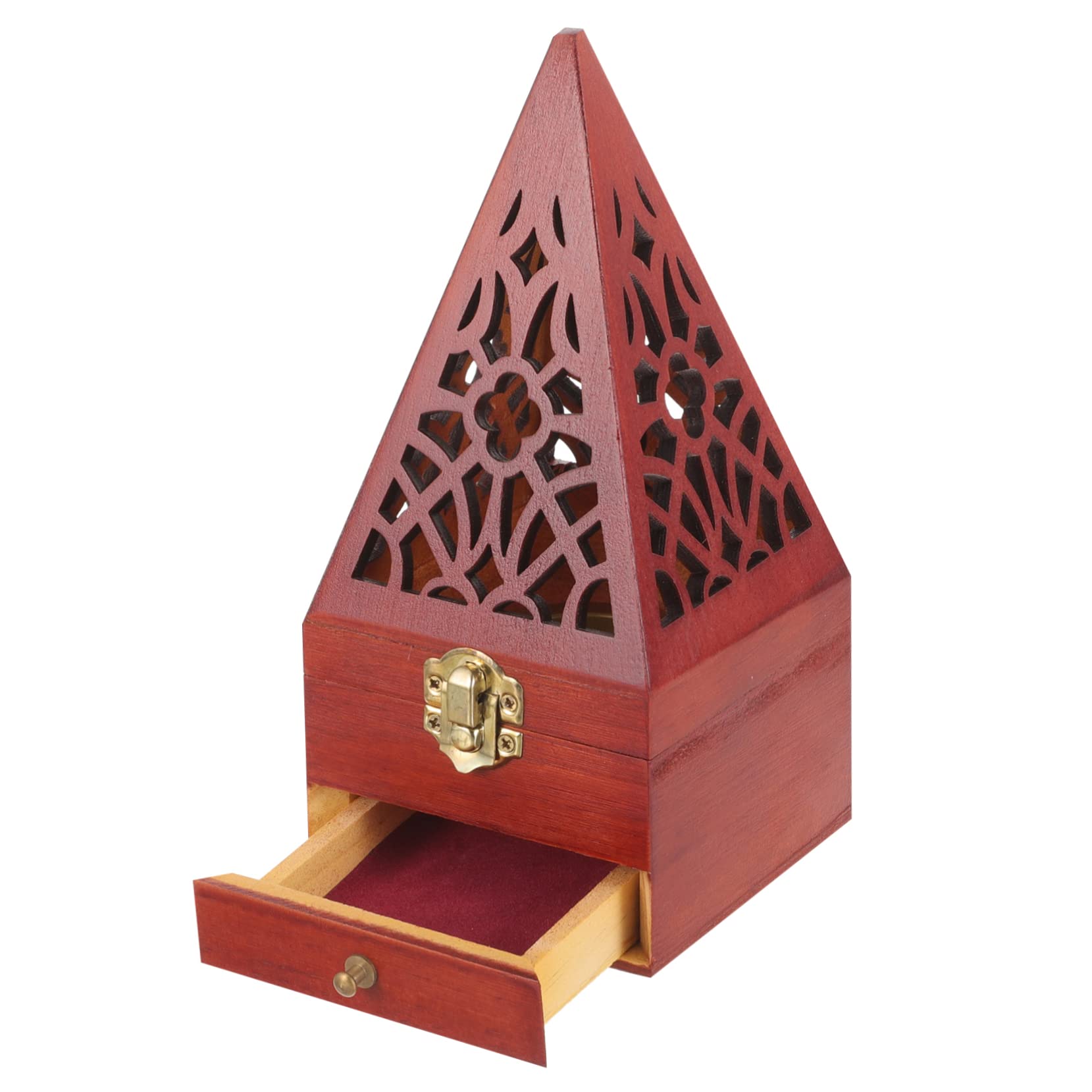 Alipis 3 Stück Holz Räuchergefäß Kreativer Pyramideneffekt mit Schublade für Zuhause und Restaurant für Weihrauch und Aromatherapie aus Hochwertigem Holz Gefertigt