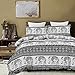 Vaulia Soft Microfiber Duvet Cover Set, Boho Chic Elephant Pattern - Queen Size 3-Piece (1 Duvet Cover 2 Pillow Shams)