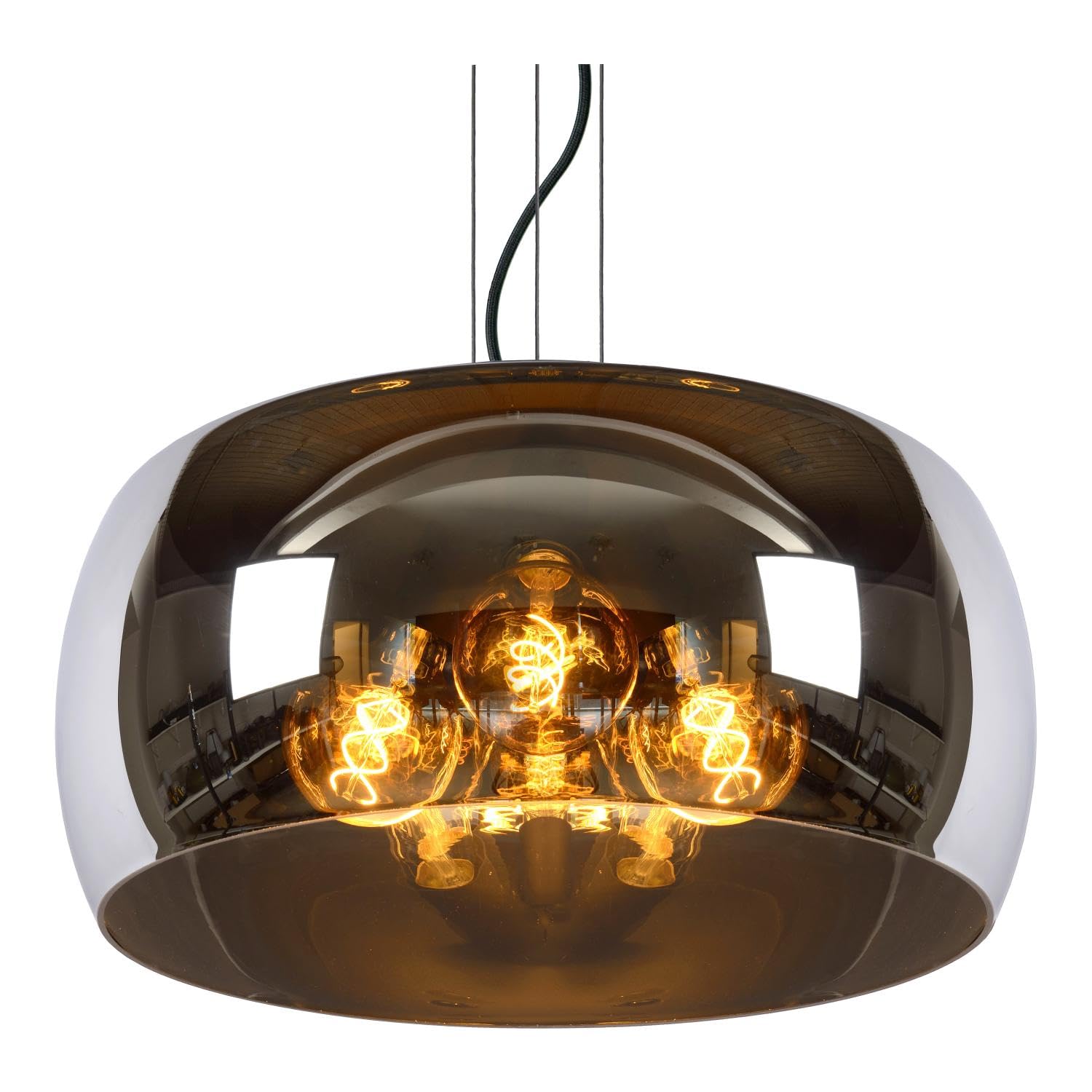 Lucide OLIVIA - Pendelleuchten - Ø 50 cm - 3xE27 - Rauchfarbe Grau
