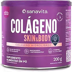 Sanavita Colágeno Skin - Suporte para Pele - Morango com Açaí - 200g