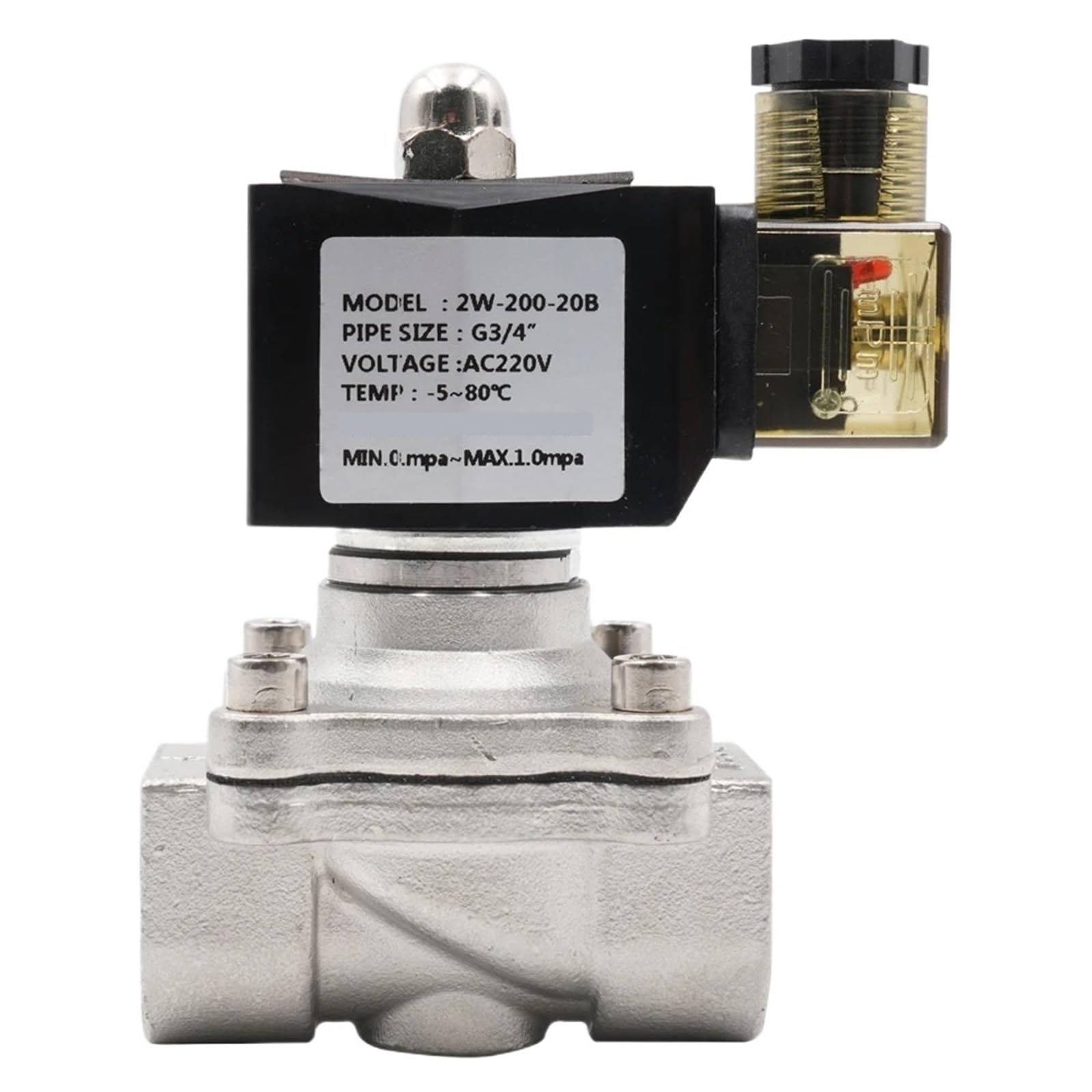 Électrovanne NF G3/8 DC 12V en inox 304 pour eau et huile