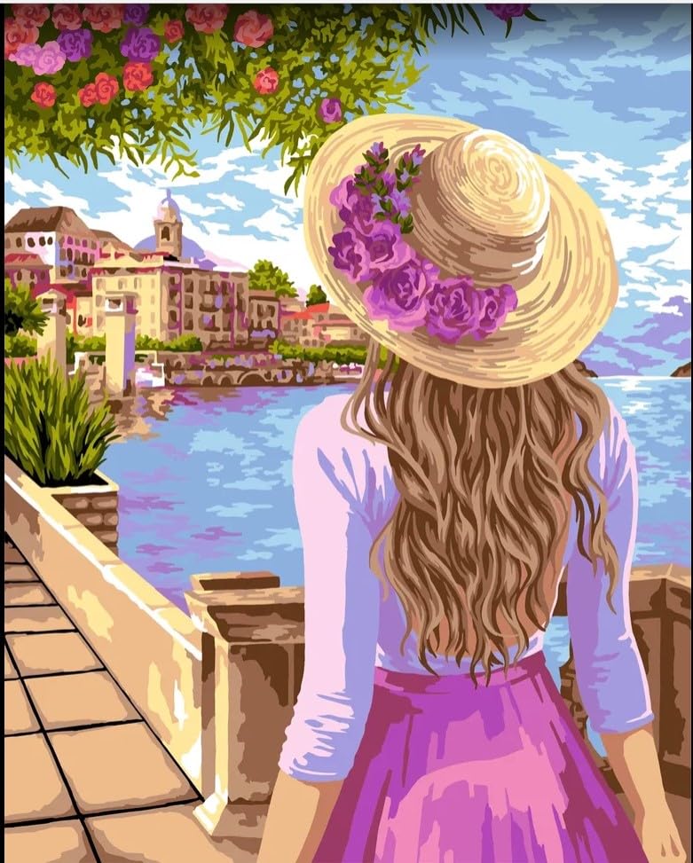 Peinture par numéros Wizardi 40x50 cm sur toile avec châssis et acryliques - City romance W016