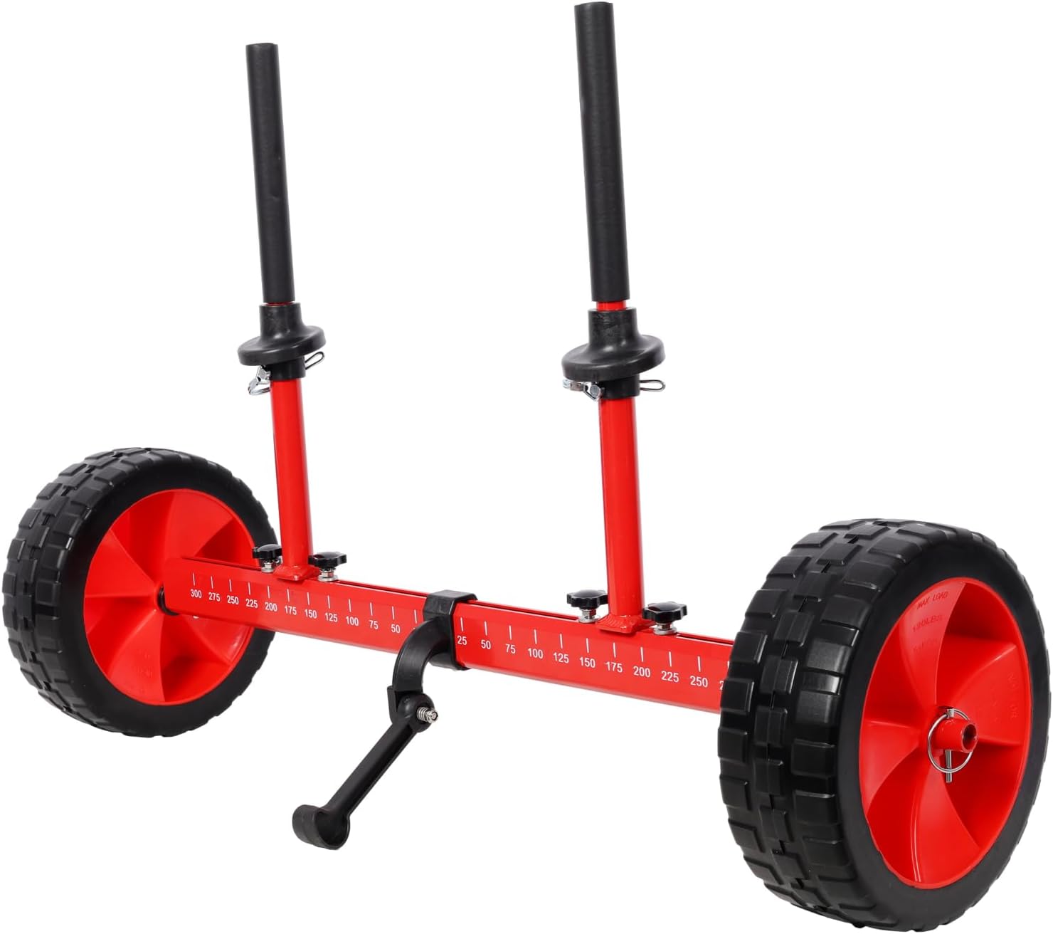 Sit On Kayak Cart Red Adjustable Width Heavy-Duty Aluminum with 10 Inch Airless Wheels Portable Storage