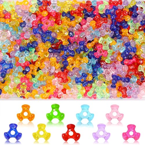 GMMA Pony Beads for Bracelet Transparent Colorful Beads for Friendship Bracelets Plastic Triangle Beads for DIY Bracelets Necklace Jewelry Making Friendship Party Decoration Supplies
