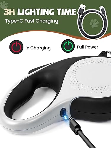 Miniatura 6 de Correa retráctil para perro con luz LED, correa de perro resistente de 16 pies retráctil para perros medianos y grandes de hasta 110 libras, 360 sin