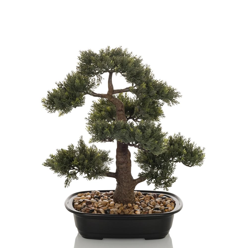 hjh OFFICE Planta Artificial Bonsai Planta Artificial Decorativa, fácil de cuidar árbol Artificial, Altura 44 cm, Pino, Verde 871050