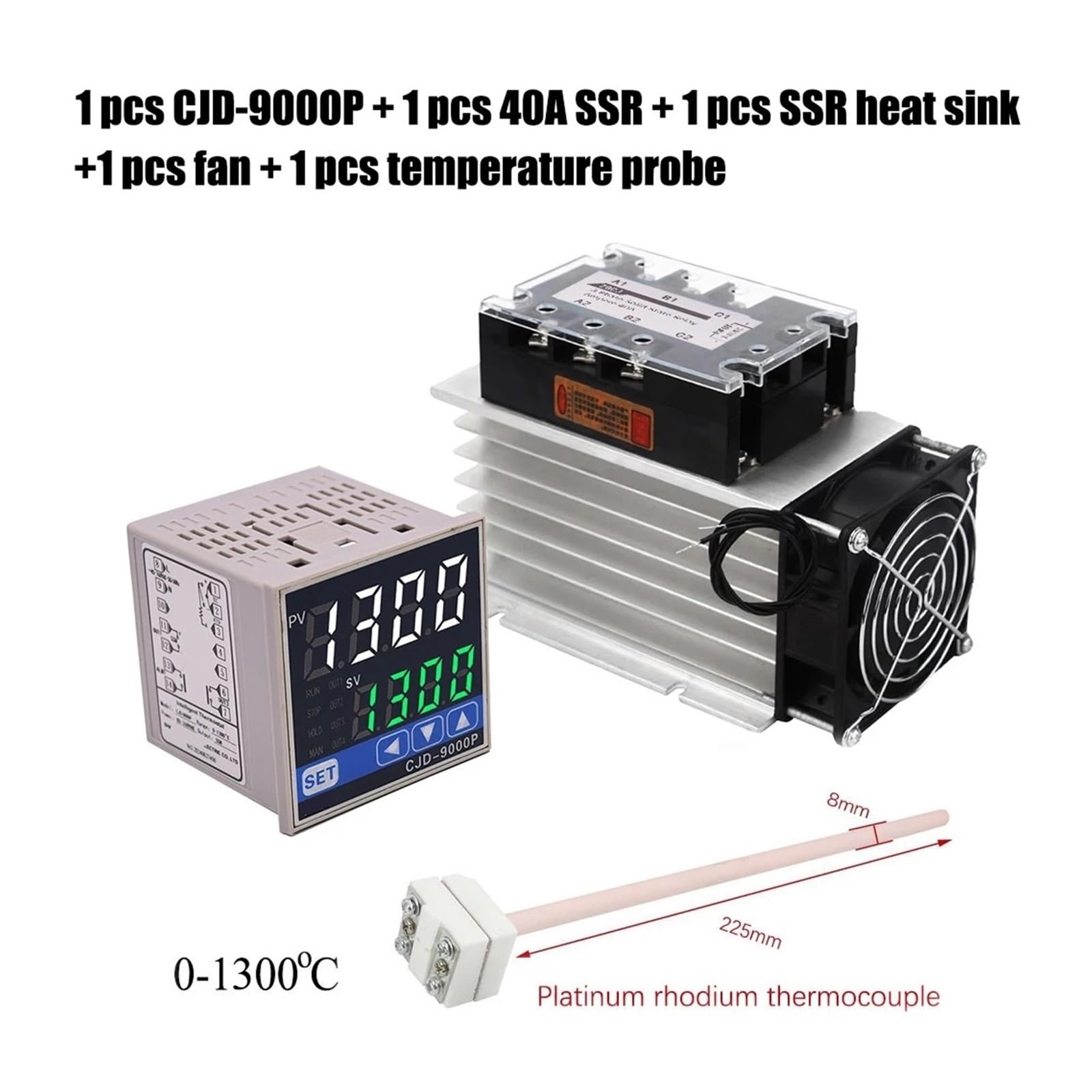 regulator temperatury 4-przewodowy trójfazowy programowalny termostat krzywej z rampą regulatora temperatury PID i trójfazowym timerem temperatury SSR 2 w 1(With SSR and probe 2)
