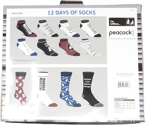 Miniatura 3 de The Office Juego de calendario de Adviento de 12 días de calcetines (hombres 6-12)