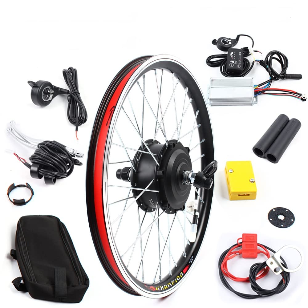 20" Front/Rear Wheel Hub Electric Bike Conversion Kit, 36V 250W/48V 1000W E-Bike Powerful Hub Motor Kit with SW-810LED Display Waterproof Wire Front/Rear Wheel Hub Assembly Motor Kit (US Stock)