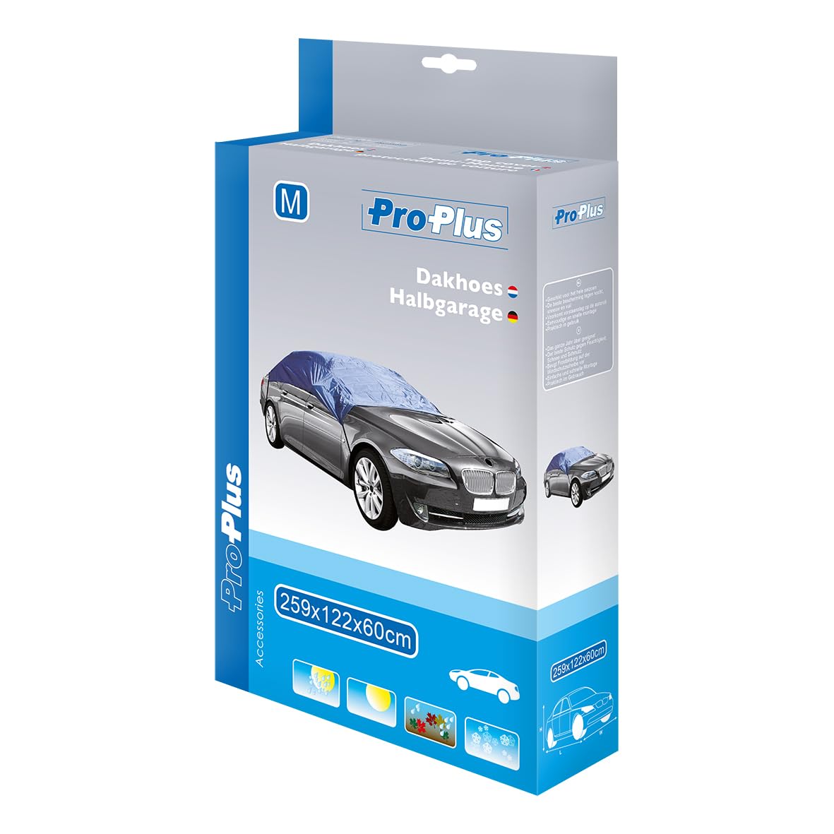 ProPlus Car Top Cover M 259x122x60cm Dark Blue Vehicle UV Frost Protection