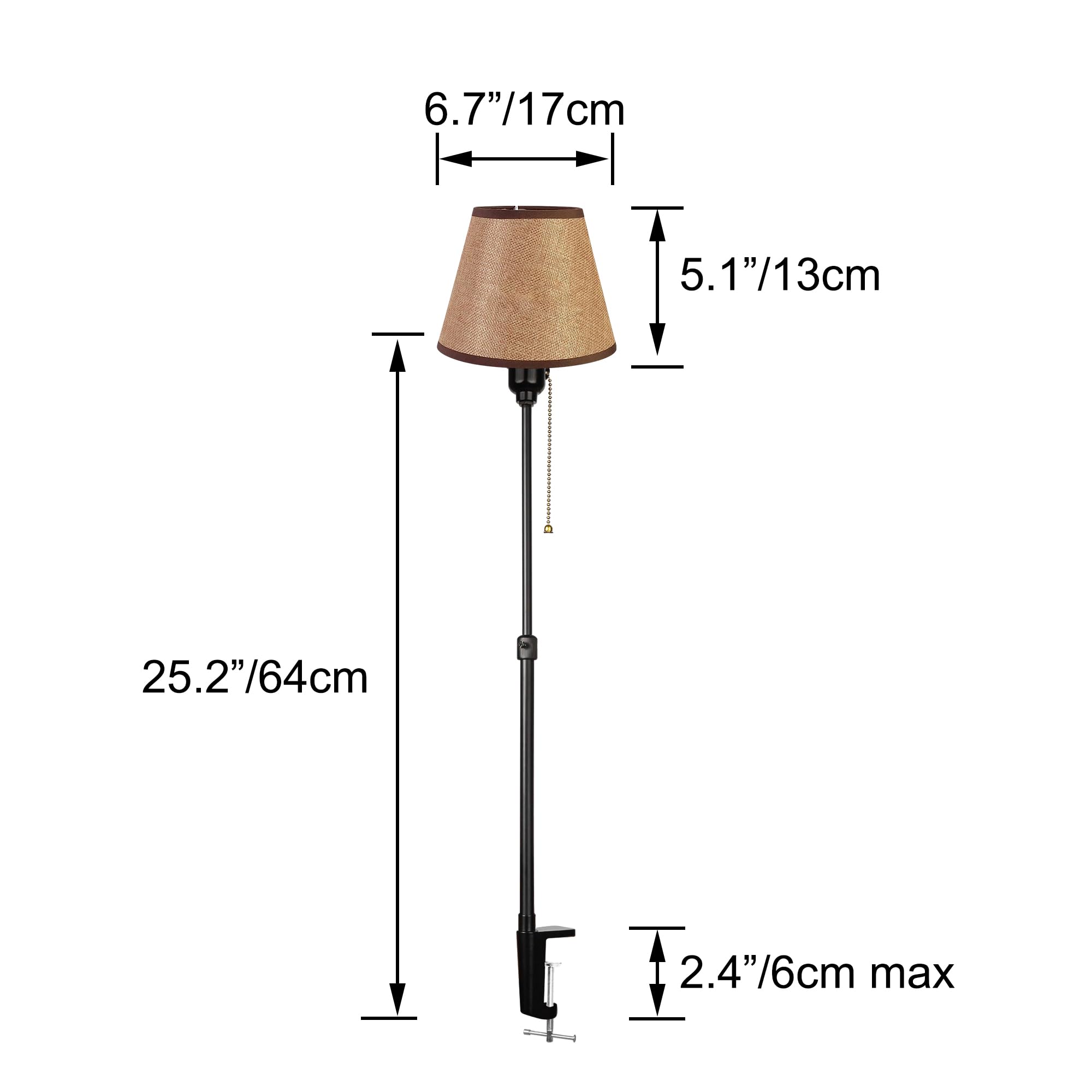 Modern Klemmleuchte,1 Packung Leselampe mit 2,5 m Kabel, Dimmbar Braune Nachttischlampe,Augenpflege Schreibtischlampe für Heimgebrauch Büro, E27 Lampenhalterung -DZTD0631