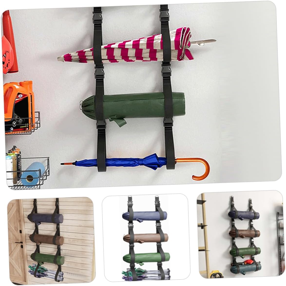 Cabilock 2pcs Adjustable Wall Mounted Storage Strap with Buckles, Multi-use Garage Storage Belt for Tool and Equipment Organization